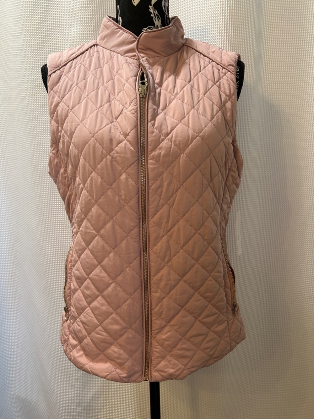 New York & Company Blush Pink Quilted Zip-Front Vest NWT Women’s L